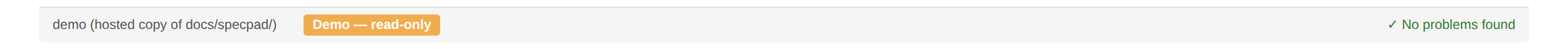 The editor status bar reporting schema validation and governance checks as clean